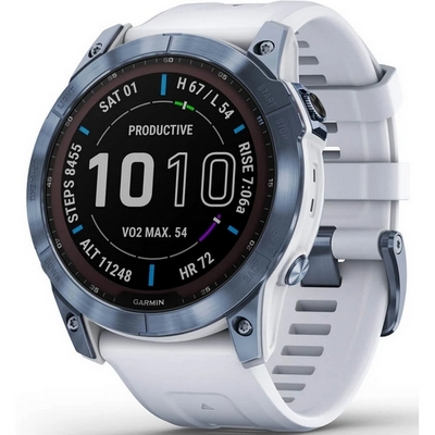 Умные часы Garmin Fenix 7X Sapphire Solar Mineral Blue wt Whitestone Band 010-02541-14 - фото 27772
