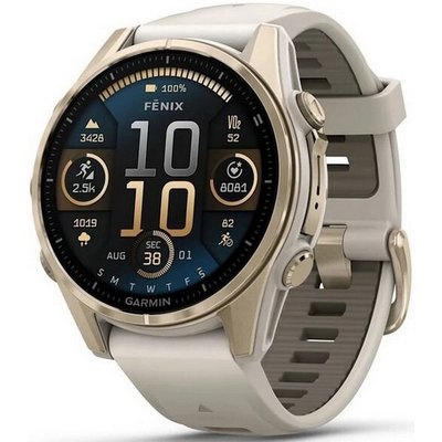 Умные часы Garmin Fenix 8 43mm Amoled Sapphire  Soft Gold with Dark Sandstone Silicone Band 010-02903-11 - фото 27779