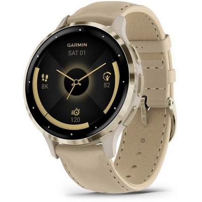 Умные часы Garmin Venu 3S Soft Gold French Gray Leather 010-02785-55 - фото 28287