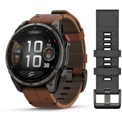 Умные часы Garmin Fenix 8 Pro 47mm Amoled Sapphire Titanium Carbon Grey Chestnut Leather 010-03198-40 - фото 28417