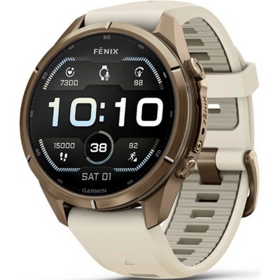 Умные часы Garmin Fenix 9 Pro 43mm Amoled Sapphire Autumn Gold Titanium with Cream/French Gray Silicone Band (010-04335-26) - фото 36946