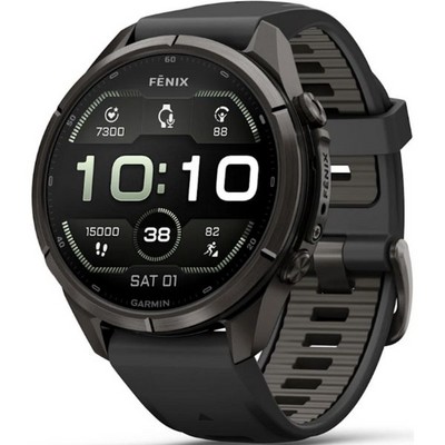 Умные часы Garmin Fenix 9 Pro 43mm Amoled Sapphire Carbon Gray DLC Titanium with Black/Pebble Gray Silicone Band (010-04335-16) - фото 36947