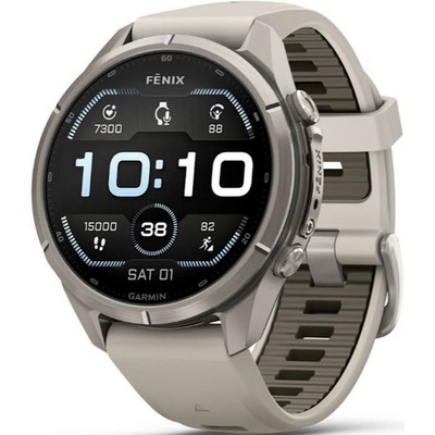 Умные часы Garmin Fenix 9 Pro 43mm Amoled Sapphire Titanium with Fog Gray/Dark Sandstone Silicone Band (010-04335-86) - фото 36949