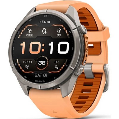 Умные часы Garmin Fenix 9 Pro 43mm Amoled Sapphire Titanium with Shell Pink/Autumn Orange Silicone Band (010-04335-06) - фото 36951