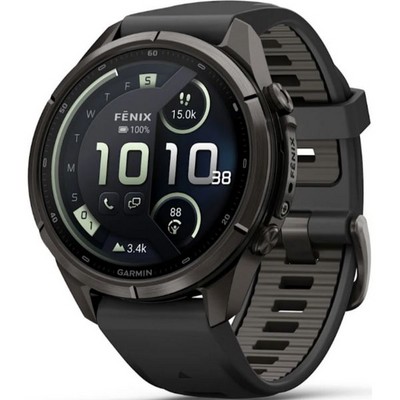 Умные часы Garmin Fenix 9 Pro inReach 43mm Amoled Sapphire Carbon Gray DLC Titanium with Black/Pebble Gray Silicone Band (010-04335-11) - фото 36968