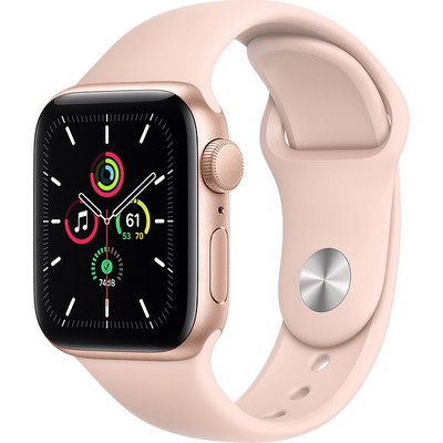 Умные часы Apple Watch SE, 40 мм, корпус из алюминия золотого цвета, спортивный ремешок цвета «розовый песок» MYDN2RU - фото 9802