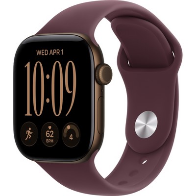 Умные часы Apple Watch Series 12 42mm GPS Dark Bronze Aluminum Case with Burgundy Sport Band SM/ML - фото 37818
