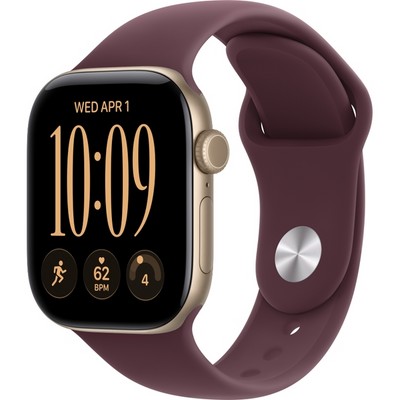 Умные часы Apple Watch Series 12 42mm GPS Light Gold Aluminum Case with Burgundy Sport Band SM/ML - фото 37854