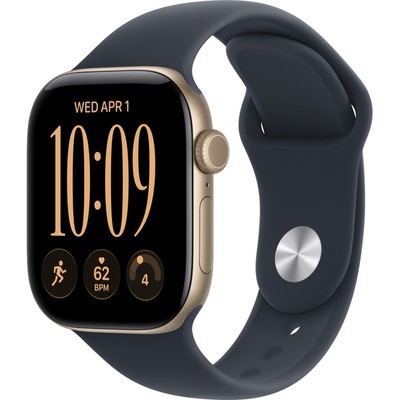 Умные часы Apple Watch Series 12 42mm GPS Light Gold Aluminum Case with Navy Blue Sport Band SM/ML - фото 37858