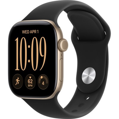 Умные часы Apple Watch Series 12 42mm GPS Light Gold Aluminum Case with Black Sport Band SM/ML - фото 37865