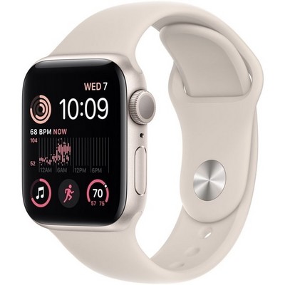 Умные часы Apple Watch SE 2022, 40 мм, корпус из алюминия цвета «сияющая звезда» MNJP3 - фото 10541