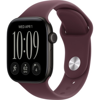 Умные часы Apple Watch Series 12 42mm GPS Black Aluminum Case with Burgundy Sport Band SM/ML - фото 37874