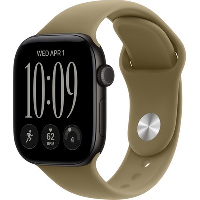 Умные часы Apple Watch Series 12 42mm GPS Black Aluminum Case with Olive Sport Band SM/ML - фото 37876