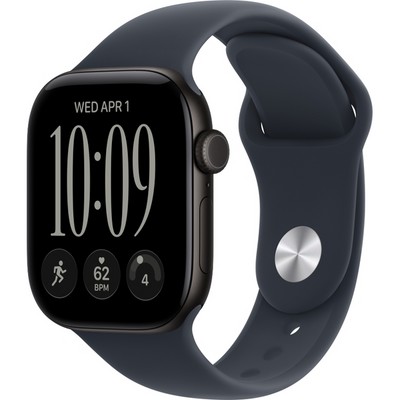 Умные часы Apple Watch Series 12 42mm GPS Black Aluminum Case with Navy Blue Sport Band SM/ML - фото 37886