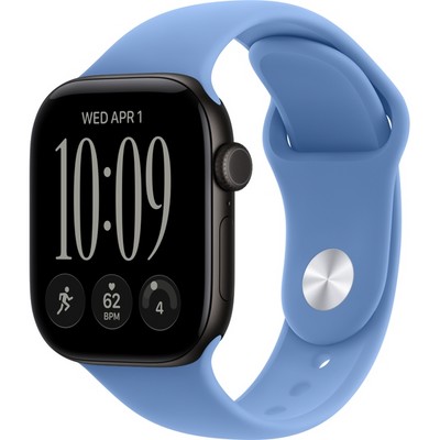 Умные часы Apple Watch Series 12 42mm GPS Black Aluminum Case with Wildflower Blue Sport Band SM/ML - фото 37888