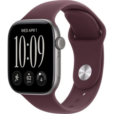 Умные часы Apple Watch Series 12 42mm GPS Space Gray Aluminum Case with Burgundy Sport Band SM/ML - фото 37898
