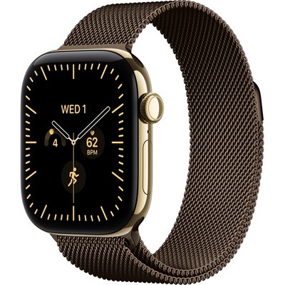 Умные часы Apple Watch Series 12 42mm GPS + Cellular Radiant Gold Titanium Case with Dark Bronze Milanese Loop SM/ML - фото 37923
