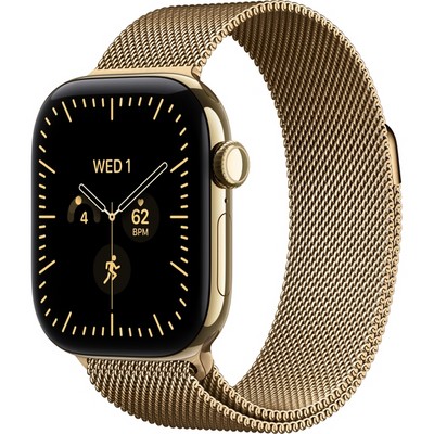 Умные часы Apple Watch Series 12 42mm GPS + Cellular Radiant Gold Titanium Case with Natural Milanese Loop SM/ML - фото 37926