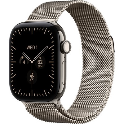 Умные часы Apple Watch Series 12 42mm GPS + Cellular Natural Titanium Case with Radiant Gold Milanese Loop SM/ML - фото 37938