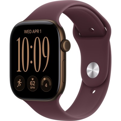 Умные часы Apple Watch Series 12 46mm GPS Dark Bronze Aluminum Case with Burgundy Sport Band SM/ML - фото 37947