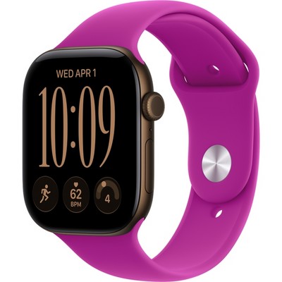 Умные часы Apple Watch Series 12 46mm GPS Dark Bronze Aluminum Case with Magenta Sport Band SM/ML - фото 37959