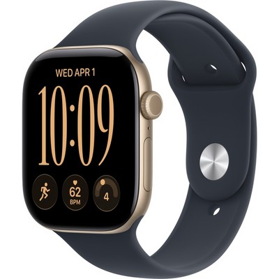 Умные часы Apple Watch Series 12 46mm GPS Light Gold Aluminum Case with Navy Blue Sport Band SM/ML - фото 37996
