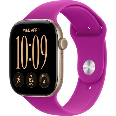 Умные часы Apple Watch Series 12 46mm GPS Light Gold Aluminum Case with Magenta Sport Band SM/ML - фото 38000