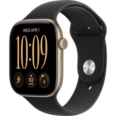 Умные часы Apple Watch Series 12 46mm GPS Light Gold Aluminum Case with Black Sport Band SM/ML - фото 38002