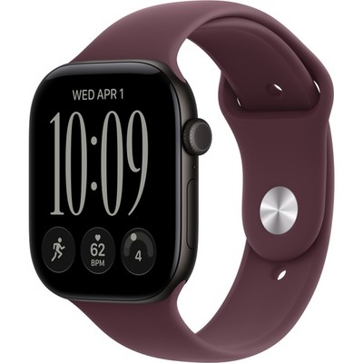 Умные часы Apple Watch Series 12 46mm GPS Black Aluminum Case with Burgundy Sport Band SM/ML - фото 38009