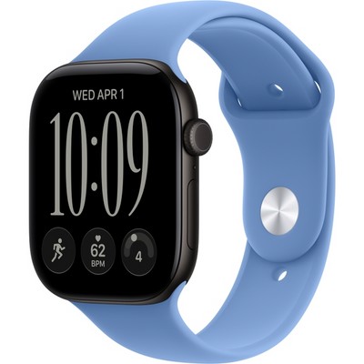 Умные часы Apple Watch Series 12 46mm GPS Black Aluminum Case with Wildflower Blue Sport Band SM/ML - фото 38015