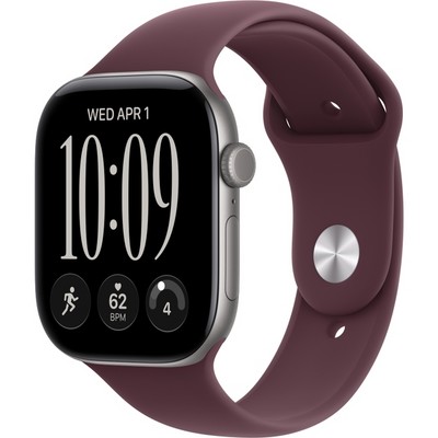 Умные часы Apple Watch Series 12 46mm GPS Space Gray Aluminum Case with Burgundy Sport Band SM/ML - фото 38027
