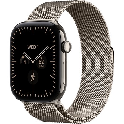 Умные часы Apple Watch Series 12 46mm GPS + Cellular Natural Titanium Case with Radiant Gold Milanese Loop SM/ML - фото 38067