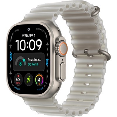Умные часы Apple Watch Ultra 4 49mm GPS + Cellular Natural Titanium Case with Translucent Gray Ocean Band - фото 38131