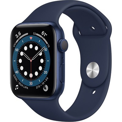 Умные часы Apple Watch Series 6, 44 мм, корпус из алюминия синего цвета, спортивный ремешок «тёмный ультрамарин» M00J3 - фото 10554