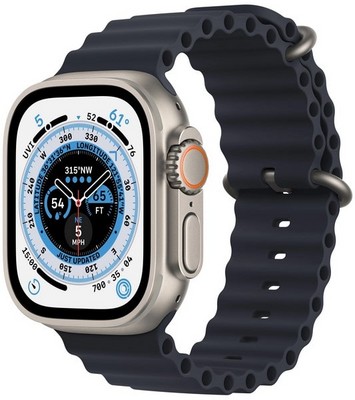 Умные часы Apple Watch Ultra Cellular, 49 мм, корпус из титана, ремешок Ocean Band цвета «тёмная ночь» MQET3 - фото 9998