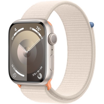 Умные часы Apple Watch Series 9, 45 мм, корпус из алюминия цвета «сияющая звезда», ремешок Sport Loop сияющая звезда - фото 14967