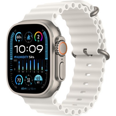 Умные часы Apple Watch Ultra 2 GPS + Cellular, 49 мм, корпус из титана, ремешок Ocean белого цвета - фото 14991