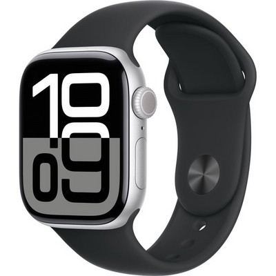 Умные часы Apple Watch Series 10 GPS 42mm Silver Aluminum Black Sport Band - фото 16046