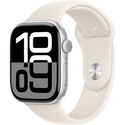Умные часы Apple Watch Series 10 GPS 46mm Silver Aluminum Starlight Sport Band - фото 16122
