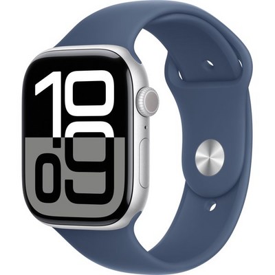 Умные часы Apple Watch Series 10 GPS 46mm Silver Aluminum Denim Sport Band - фото 16128