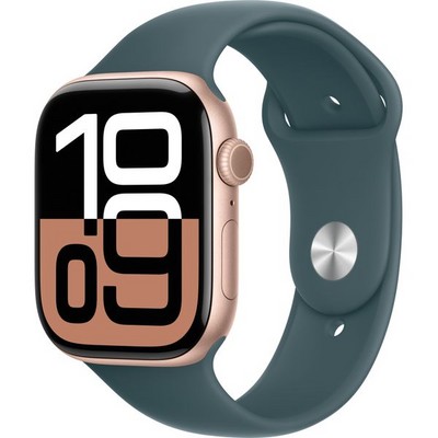 Умные часы Apple Watch Series 10 GPS 46mm Rose Gold Aluminum Lake Green Sport Band - фото 16137