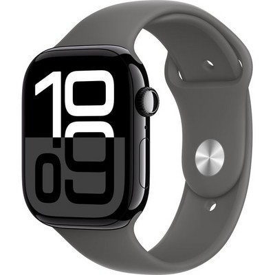 Умные часы Apple Watch Series 10 GPS 46mm Jet Black Aluminum Stone Gray Sport Band - фото 16176