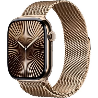 Умные часы Apple Watch Series 10 GPS + Cellular 46mm Gold Titanium Milanese Loop - фото 16229