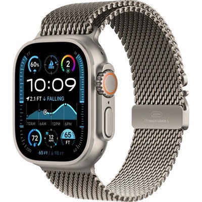 Умные часы Apple Watch Ultra 2 (2024) GPS + Cellular 49mm Natural Titanium Milanese Loop - фото 16345