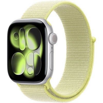 Умные часы Apple Watch Series 11, 42 mm, Silver Aluminium Neon Yellow Sport Loop - фото 16406