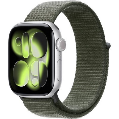Умные часы Apple Watch Series 11, 42 mm, Silver Aluminium Forest Sport Loop - фото 16415