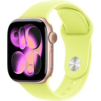 Умные часы Apple Watch Series 11, 42 mm, Rose Gold Aluminium Neon Yellow Sport Band - фото 16421