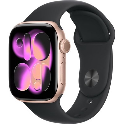 Умные часы Apple Watch Series 11, 42 mm, Rose Gold Aluminium Black Sport Band - фото 16431