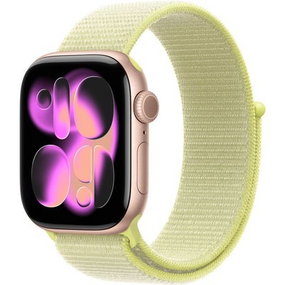 Умные часы Apple Watch Series 11, 42 mm, Rose Gold Aluminium Neon Yellow Sport Loop - фото 16437