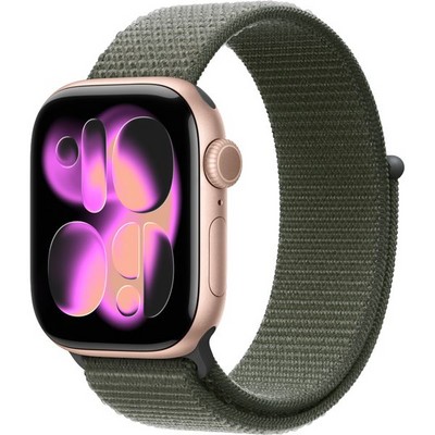 Умные часы Apple Watch Series 11, 42 mm, Rose Gold Aluminium Forest Sport Loop - фото 16446